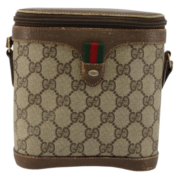 GUCCI GG Supreme Web Sherry Line Bag PVC Beige Gold 904 02 070 Auth hk3710