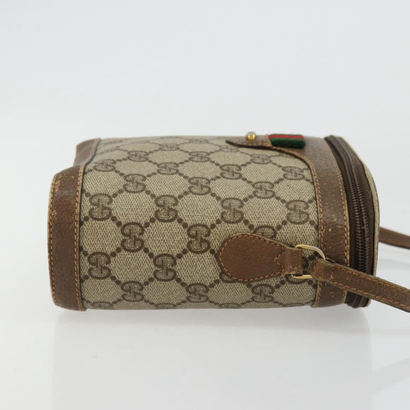 GUCCI GG Supreme Web Sherry Line Bag PVC Beige Gold 904 02 070 Auth hk3710