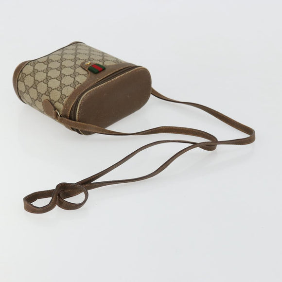 GUCCI GG Supreme Web Sherry Line Bag PVC Beige Gold 904 02 070 Auth hk3710