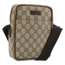 GUCCI GG Supreme Shoulder Bag PVC Beige Silver 122754 Auth hk3711-1