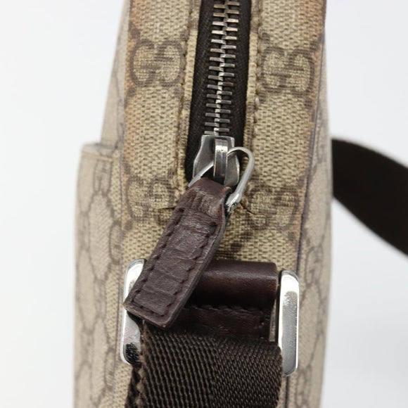 GUCCI GG Supreme Shoulder Bag PVC Beige Silver 122754 Auth hk3711