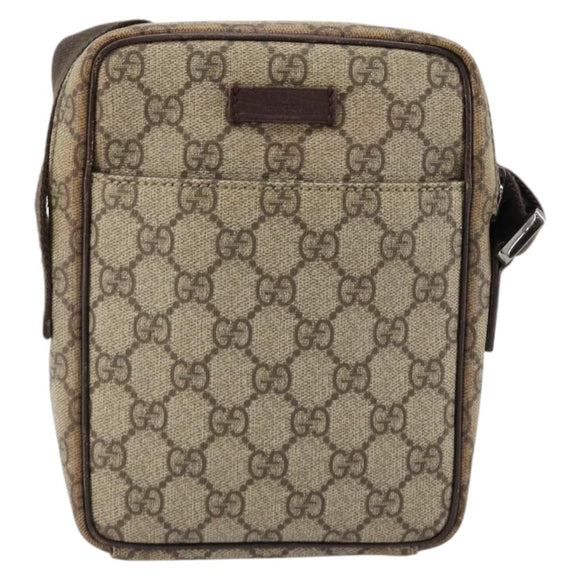 GUCCI GG Supreme Shoulder Bag PVC Beige Silver 122754 Auth hk3711