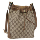 GUCCI GG Supreme Web Sherry Line Shoulder Bag PVC Beige Gold Red Auth hk3712-1