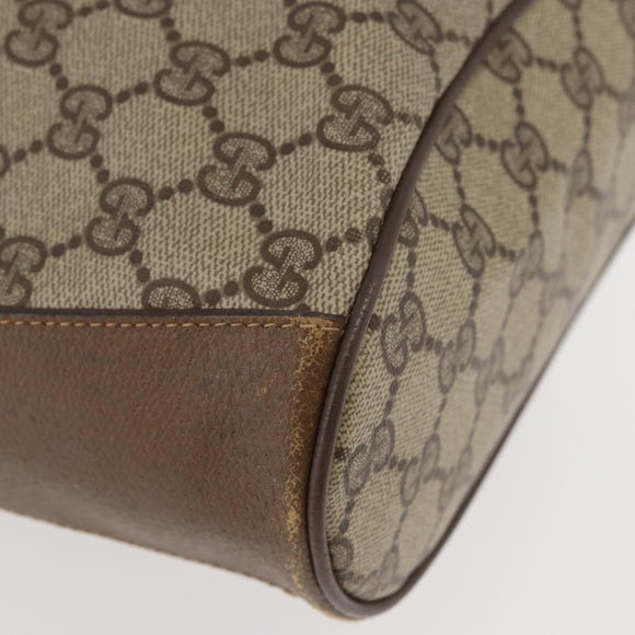 GUCCI GG Supreme Web Sherry Line Shoulder Bag PVC Beige Gold Red Auth hk3712