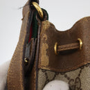 GUCCI GG Supreme Web Sherry Line Shoulder Bag PVC Beige Gold Red Auth hk3712-15
