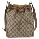 GUCCI GG Supreme Web Sherry Line Shoulder Bag PVC Beige Gold Red Auth hk3712-2