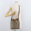GUCCI GG Supreme Web Sherry Line Shoulder Bag PVC Beige Gold Red Auth hk3712-22