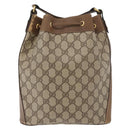 GUCCI GG Supreme Web Sherry Line Shoulder Bag PVC Beige Gold Red Auth hk3712-3