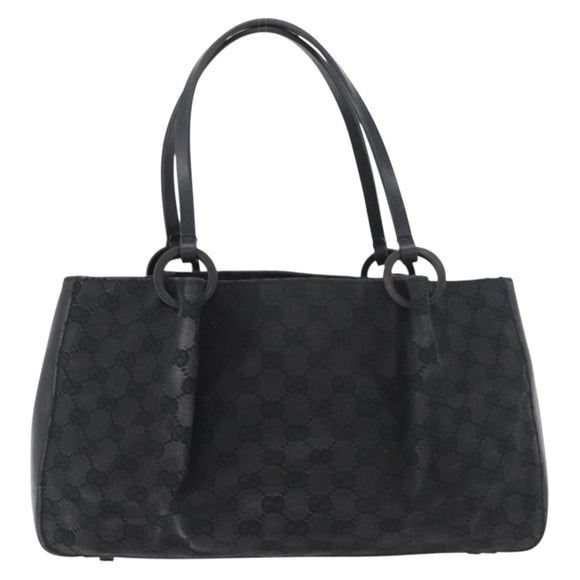 GUCCI GG Canvas Tote Bag Black 94898 Auth hk3714