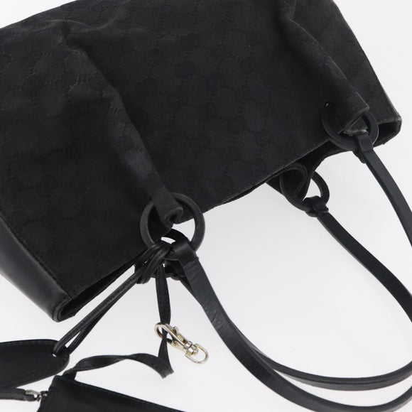 GUCCI GG Canvas Tote Bag Black 94898 Auth hk3714