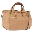 Chloe Etel Hand Bag Leather 2way Beige Gold Auth hk3719A-1