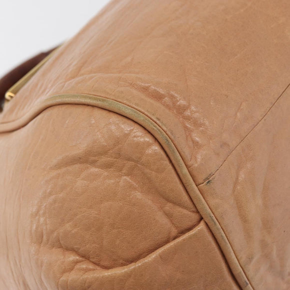 Chloe Etel Hand Bag Leather 2way Beige Gold Auth hk3719A