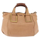 Chloe Etel Hand Bag Leather 2way Beige Gold Auth hk3719A-2