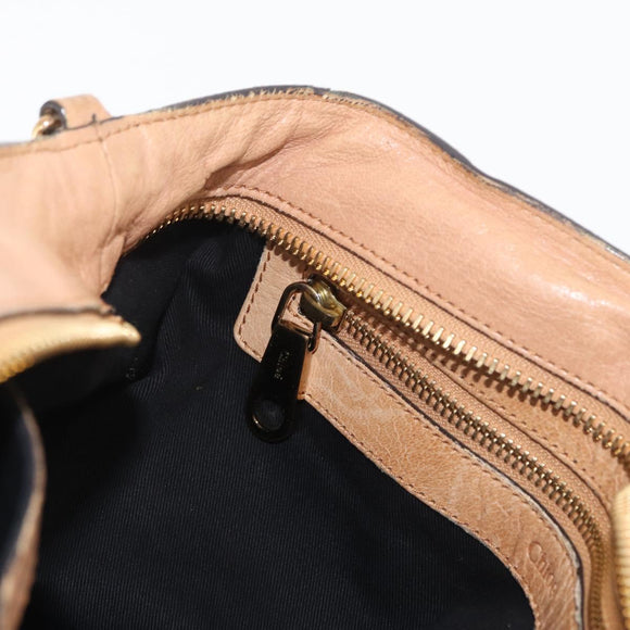 Chloe Etel Hand Bag Leather 2way Beige Gold Auth hk3719A