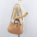 Chloe Etel Hand Bag Leather 2way Beige Gold Auth hk3719A-26