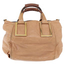 Chloe Etel Hand Bag Leather 2way Beige Gold Auth hk3719A-4