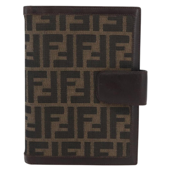 FENDI Zucca Canvas Day Planner Cover Brown Black Auth hk3722A