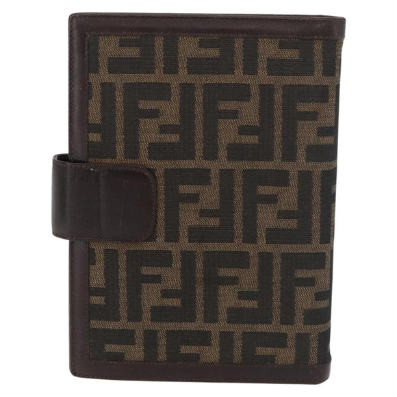 FENDI Zucca Canvas Day Planner Cover Brown Black Auth hk3722A