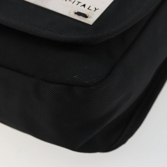 FENDI Shoulder Bag Nylon Black Silver Auth hk3723