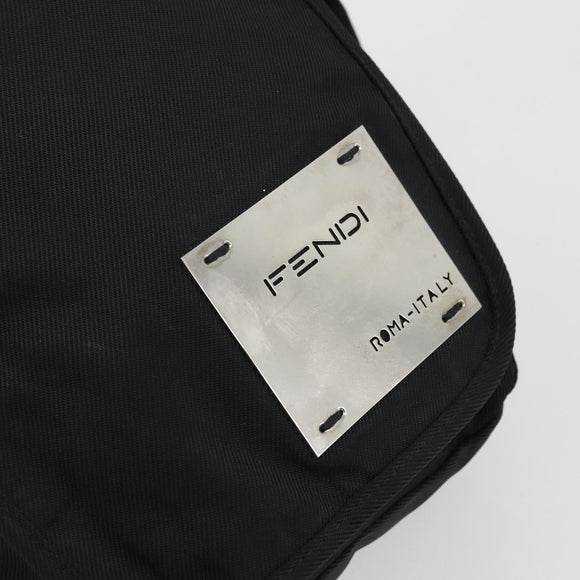 FENDI Shoulder Bag Nylon Black Silver Auth hk3723
