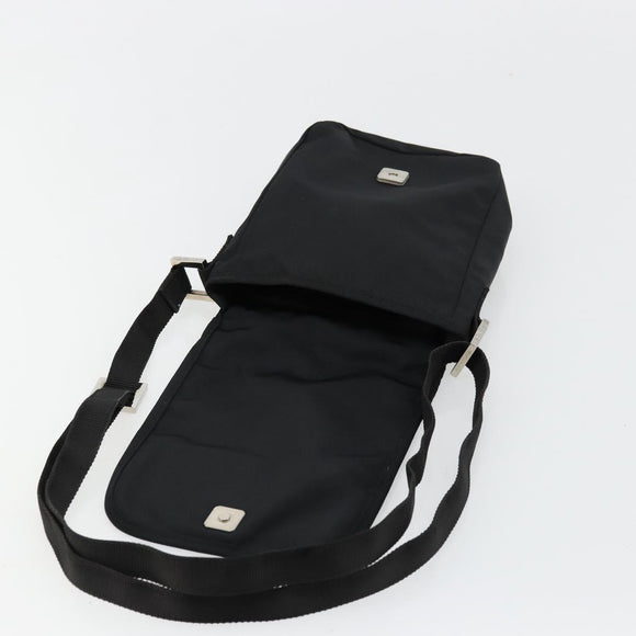 FENDI Shoulder Bag Nylon Black Silver Auth hk3723