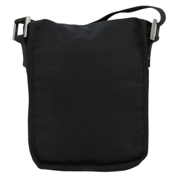 FENDI Shoulder Bag Nylon Black Silver Auth hk3723