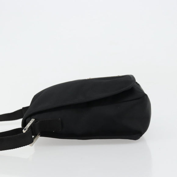 FENDI Shoulder Bag Nylon Black Silver Auth hk3723