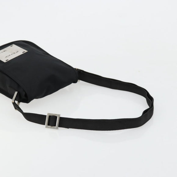 FENDI Shoulder Bag Nylon Black Silver Auth hk3723