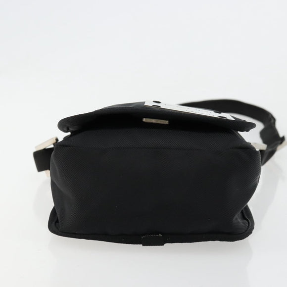 FENDI Shoulder Bag Nylon Black Silver Auth hk3723
