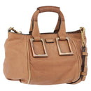 Chloe Etel Hand Bag Leather 2way Beige Gold Auth hk3725A-1