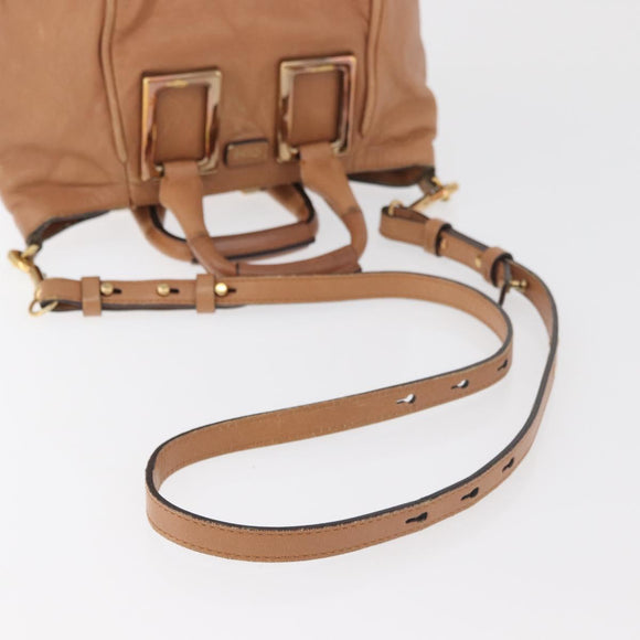 Chloe Etel Hand Bag Leather 2way Beige Gold Auth hk3725A