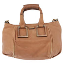 Chloe Etel Hand Bag Leather 2way Beige Gold Auth hk3725A-2