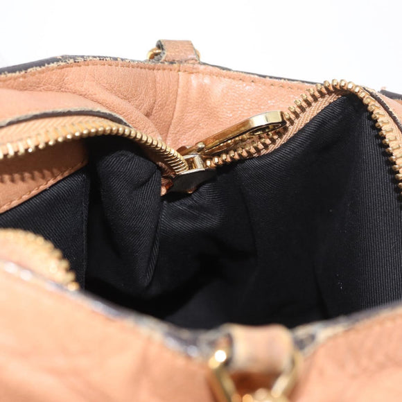 Chloe Etel Hand Bag Leather 2way Beige Gold Auth hk3725A