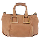 Chloe Etel Hand Bag Leather 2way Beige Gold Auth hk3725A-3