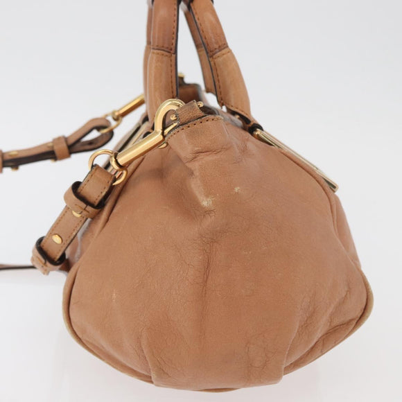 Chloe Etel Hand Bag Leather 2way Beige Gold Auth hk3725A