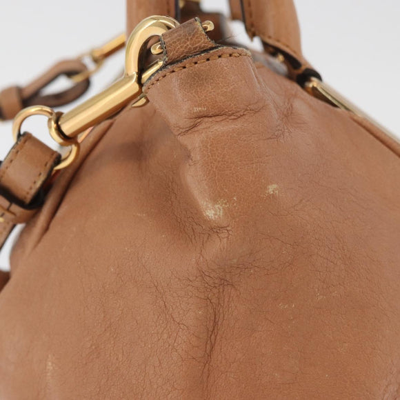 Chloe Etel Hand Bag Leather 2way Beige Gold Auth hk3725A