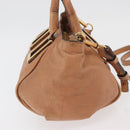 Chloe Etel Hand Bag Leather 2way Beige Gold Auth hk3725A-6