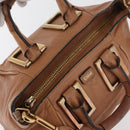 Chloe Etel Hand Bag Leather 2way Beige Gold Auth hk3725A-7