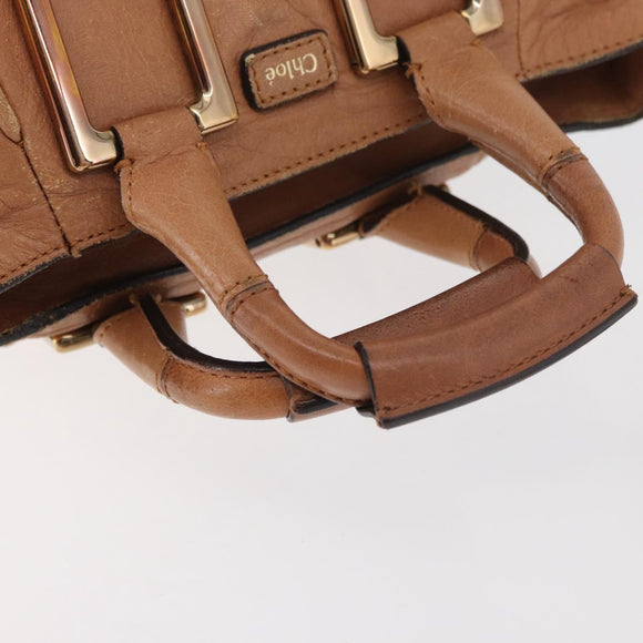 Chloe Etel Hand Bag Leather 2way Beige Gold Auth hk3725A