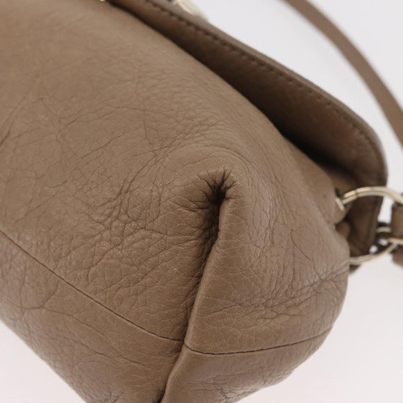 Chloe Lily Hand Bag Leather 2way Beige Gold Auth hk3726A