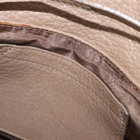 Chloe Lily Hand Bag Leather 2way Beige Gold Auth hk3726A