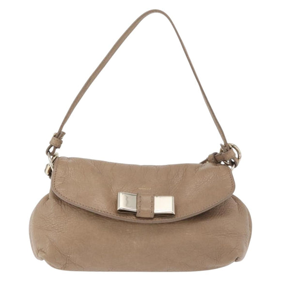Chloe Lily Hand Bag Leather 2way Beige Gold Auth hk3726A