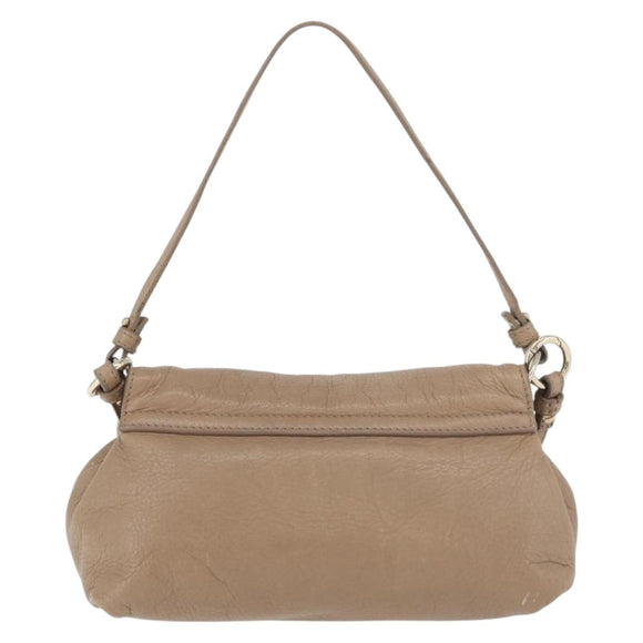 Chloe Lily Hand Bag Leather 2way Beige Gold Auth hk3726A