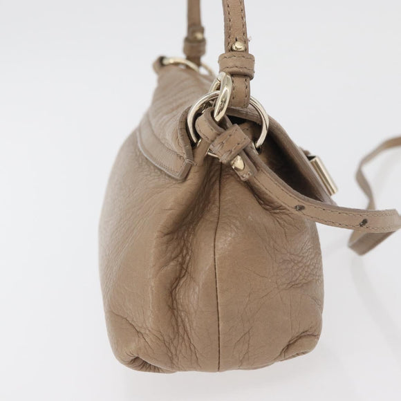 Chloe Lily Hand Bag Leather 2way Beige Gold Auth hk3726A