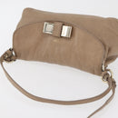 Chloe Lily Hand Bag Leather 2way Beige Gold Auth hk3726A-6