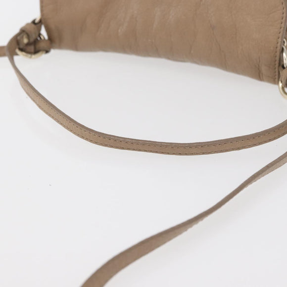 Chloe Lily Hand Bag Leather 2way Beige Gold Auth hk3726A