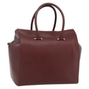 CARTIER Must Line Boston Bag Leather Bordeaux Gold Auth hk3727A-1