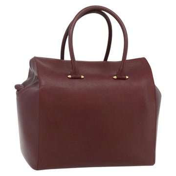 CARTIER Must Line Boston Bag Leather Bordeaux Gold Auth hk3727A