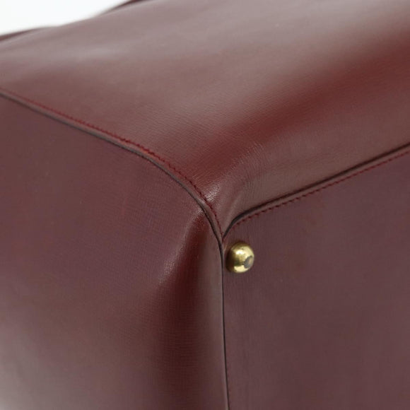 CARTIER Must Line Boston Bag Leather Bordeaux Gold Auth hk3727A