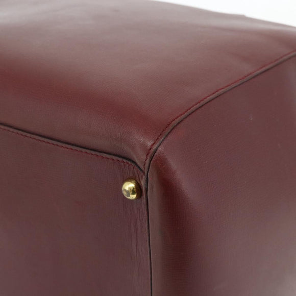 CARTIER Must Line Boston Bag Leather Bordeaux Gold Auth hk3727A